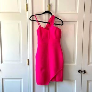 Neon Pink One Shoulder Dress